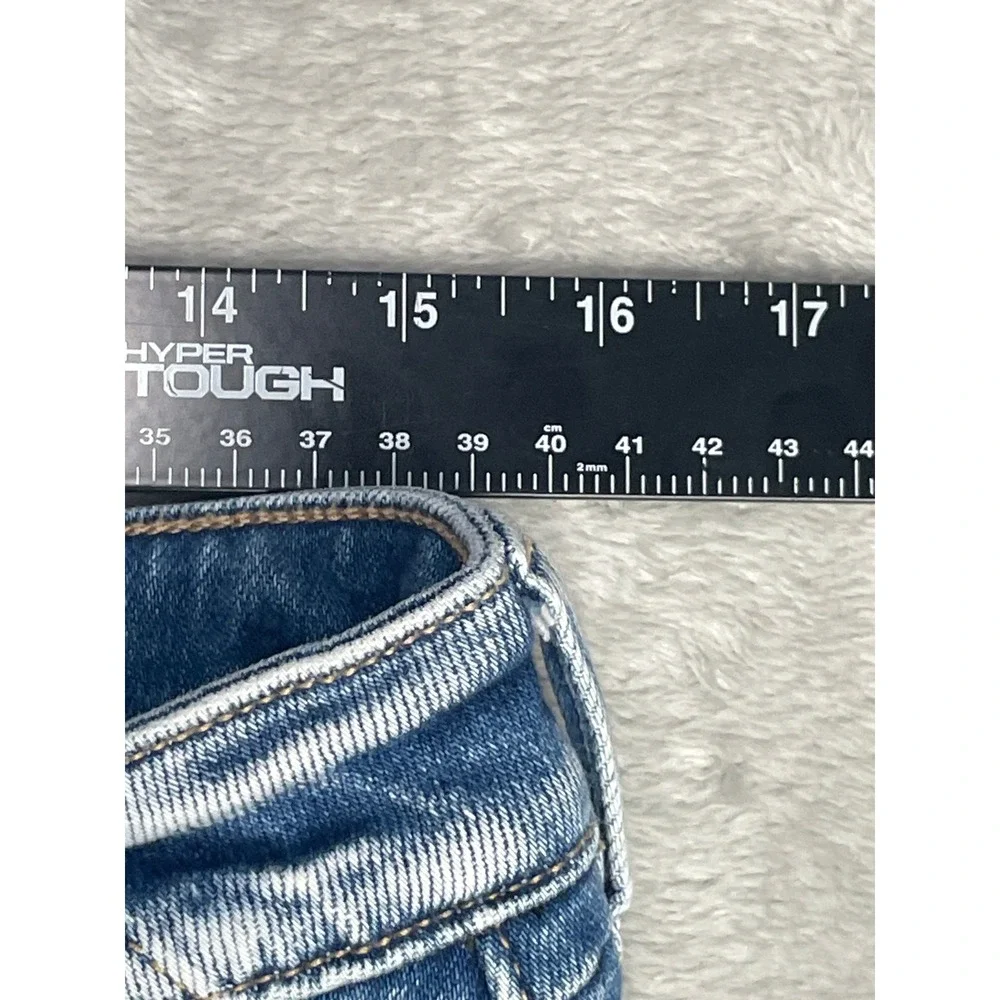 KanCan Signature Mid-Rise Distressed Denim Bermuda Shorts Blue Women Size 31